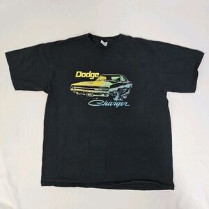 Vintage Dodge Charger T-shirt Y2k Size XL Black Muscle Car Graphic